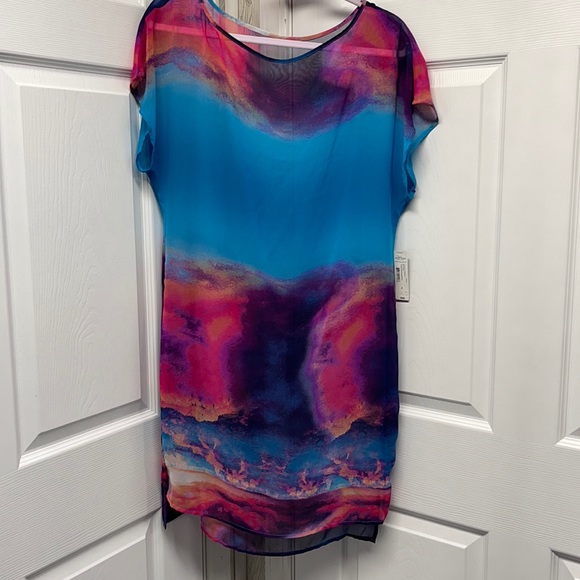 Bisou Bisou Sheer Tie Dye Beach Swimsuit Coverup NWT - Picture 2 of 6